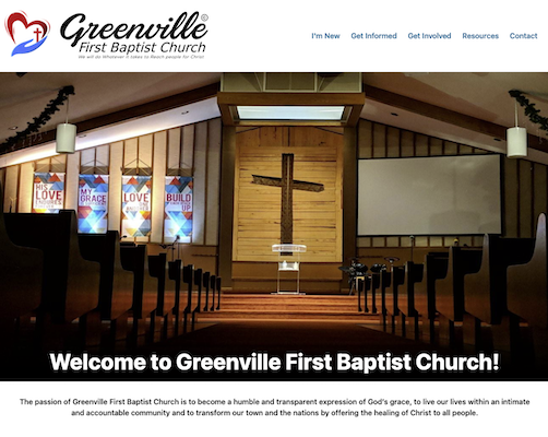 Screenshot of the Greenville First Baptist Church Website